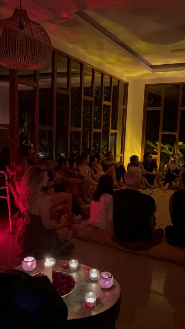 A candlelit gathering